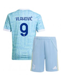 Billige Juventus Dusan Vlahovic #9 Bortedraktsett Barn 2025-26 Kortermet (+ Korte bukser)